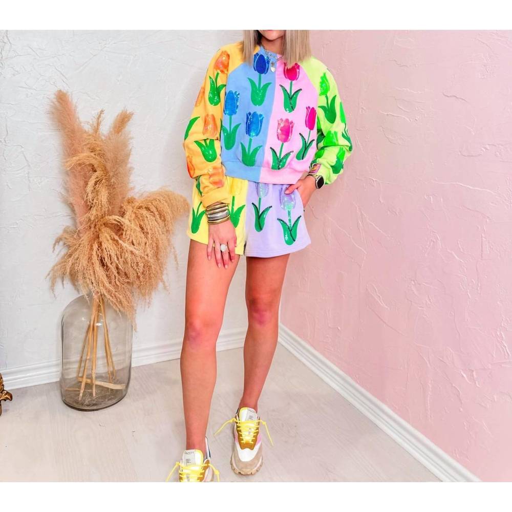 NEW QUEEN OF SPARKLES neon tulip short in multi - Picture 3 of 3